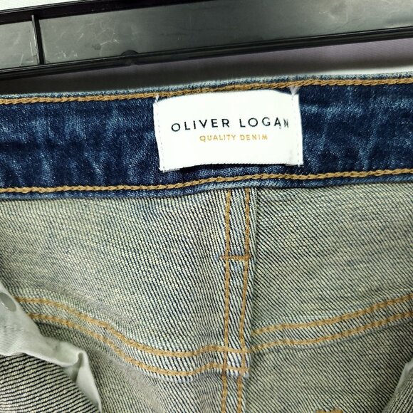 Oliver Logan The Russel Flare Denim Jeans Womens 25 Split Hem Distressed - Picture 9 of 15